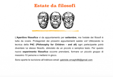 Gli aperitivi filosofici tornano in Settembre